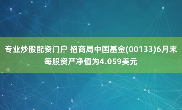 专业炒股配资门户 招商局中国基金(00133)6月末每股资产净值为4.059美元