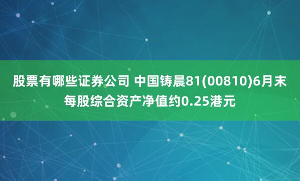 股票有哪些证券公司 中国铸晨81(00810)6月末每股综合资产净值约0.25港元